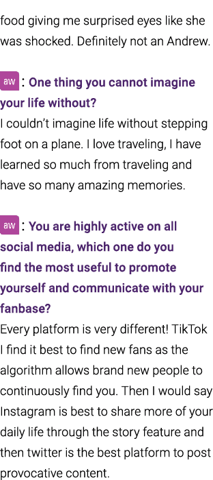 food giving me surprised eyes like she was shocked. Definitely not an Andrew. : One thing you cannot imagine your li...